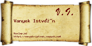Vanyek István névjegykártya